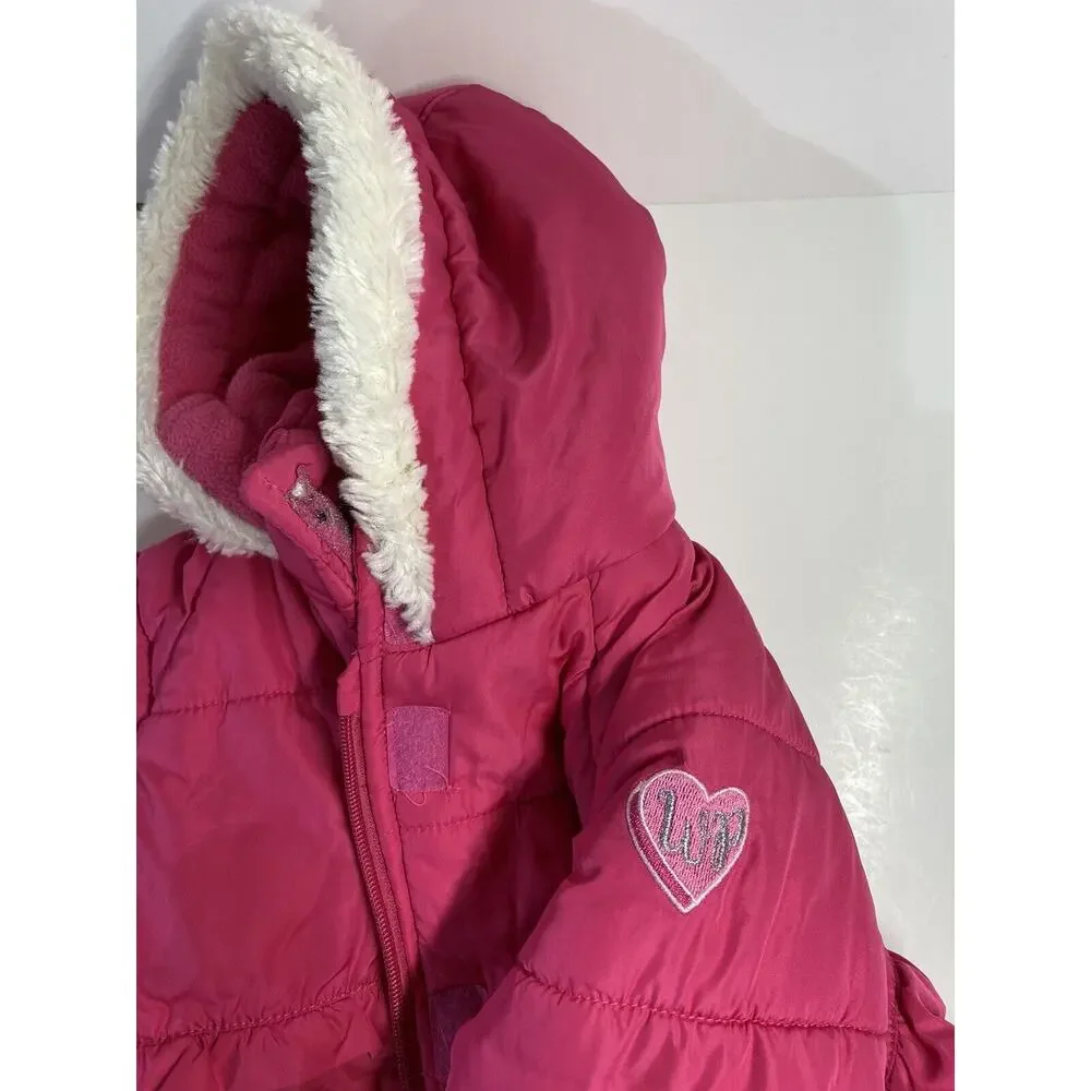 Weatherproof Baby Snow Pants Bibs and Jacket Pink 24 months Ruffled Puffer Coat
